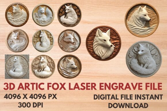 3D Arctic Fox Laser Engrave File: Premium Design Asset