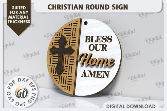 3D Christian Round Sign Laser Cut Design