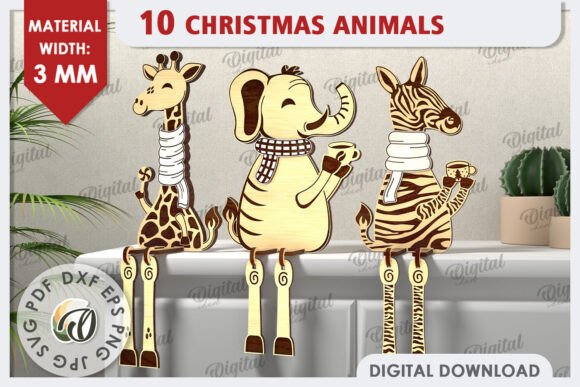 3D Christmas Animals Laser Cut Bundle: Festive Designs