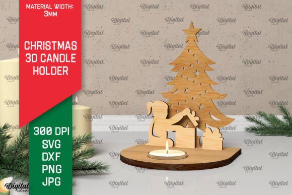 3D Christmas Candle Holder Laser Cut: Festive Decor Craft