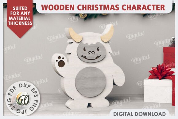 3D Christmas Cute Monster Laser Cut: Festive Design Assets