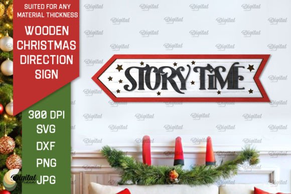 3D Christmas Direction Sign Laser Cut SVG for Xmas Decor