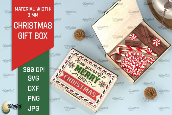 3D Christmas Eve Gift Box Laser Cut Designs