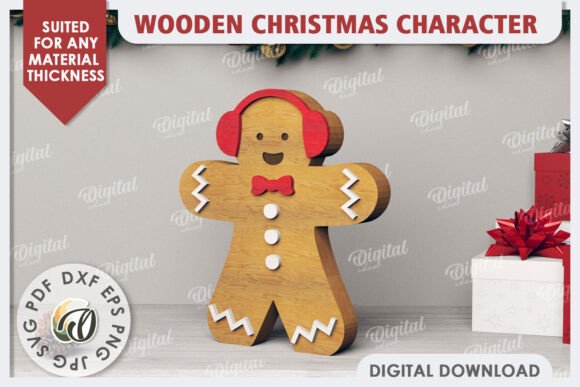 3D Christmas Gingerbread Man Laser Cut