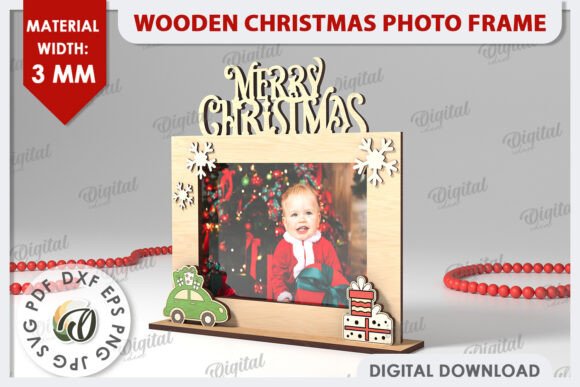 3D Christmas Photo Frame Laser Cut: Festive Digital Designs