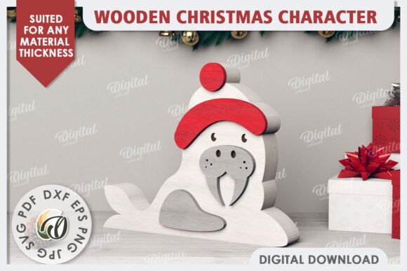 3D Christmas Walrus Laser Cut: Festive Design Files