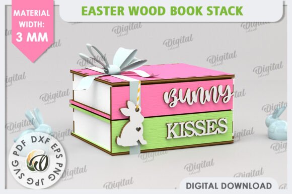 3D Easter Box Laser Cut: Stacked Books Design for Crafting