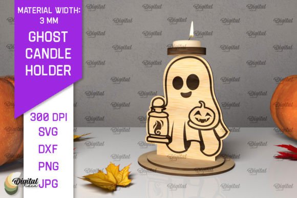 3D Ghost Candle Holder Laser Cut: Spooky Halloween Decor SVG