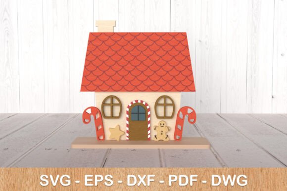 3D Gingerbread House Laser Cut Decor