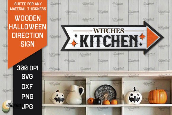 3D Halloween Direction Sign Laser Cut