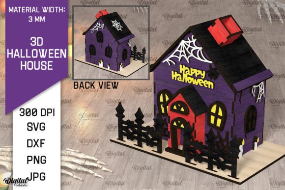 3D Halloween House Laser Cut Design: Your Spooky Creative Asset