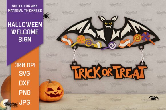3D Halloween Welcome Sign Laser Cut