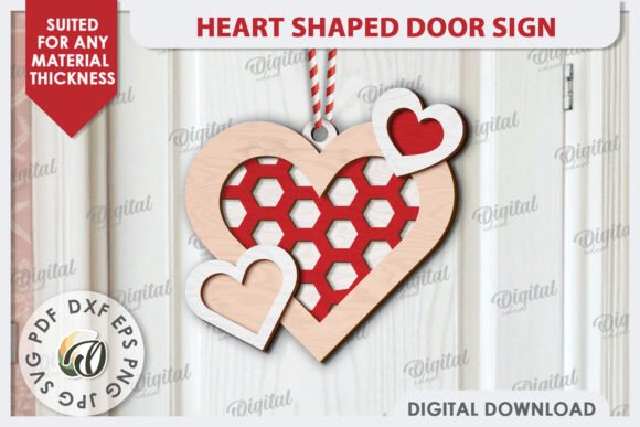 3D Heart Shaped Door Sign Laser Cut