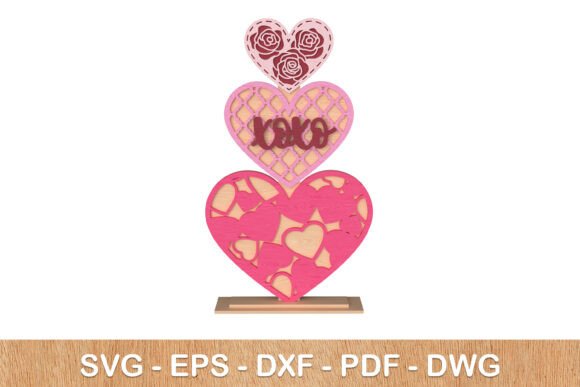 3D Heart Tower XOXO Valentine Decor: A Creative Design Asset