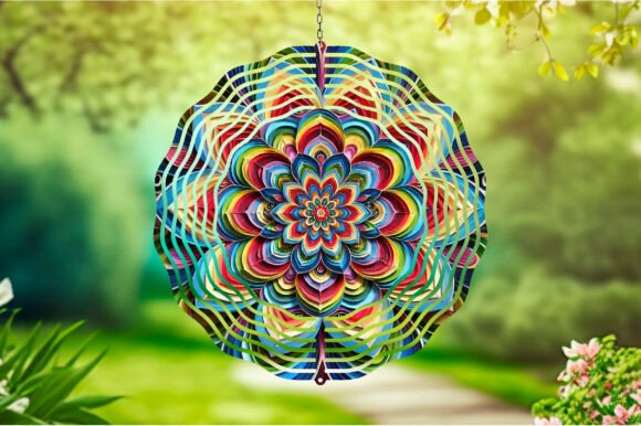 3D Mandala Wind Spinner Sublimation Designs