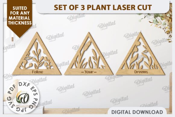 3D Plants Wall Decor Laser Cut Design