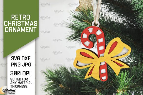 3D Retro Christmas Ornament Laser Cut Designs