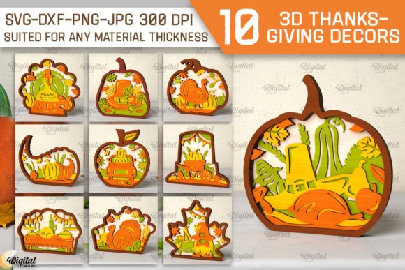 3D Thanksgiving Decor Laser Cut Bundle