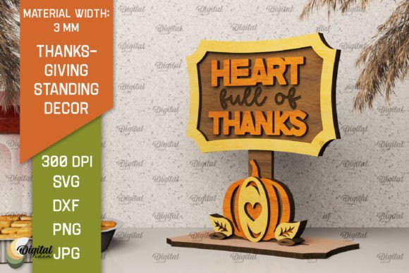 3D Thanksgiving Standing Decor Laser Cut
