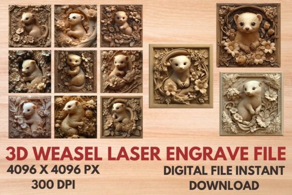 3d Weasel Laser Engrave File: Creative Design Asset