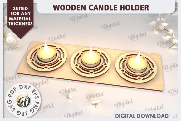 3D Wooden Candle Holder Laser Cut Designs