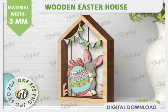 3D Wooden Easter House Laser Cut Design