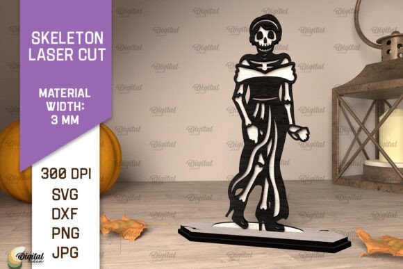 3D Wooden Halloween Skeleton Laser Cut: Spooky DIY Designs