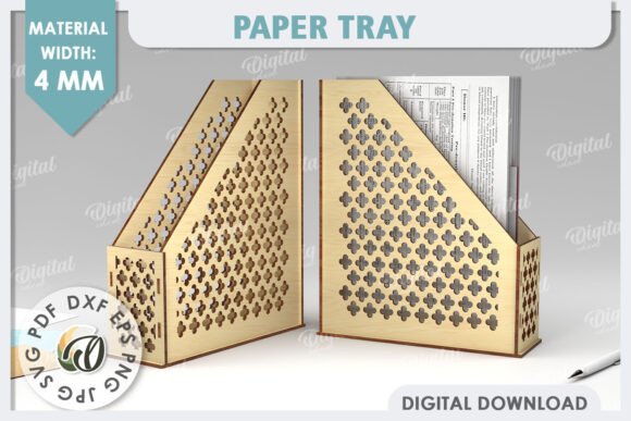 3D Wooden Paper Tray Laser Cut Designs