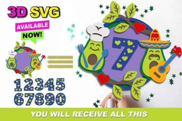 Avocado Cake Topper 3D SVG for Creative Projects