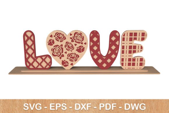 LOVE Wooden 3D Valentine Sign: A Charming Design Asset