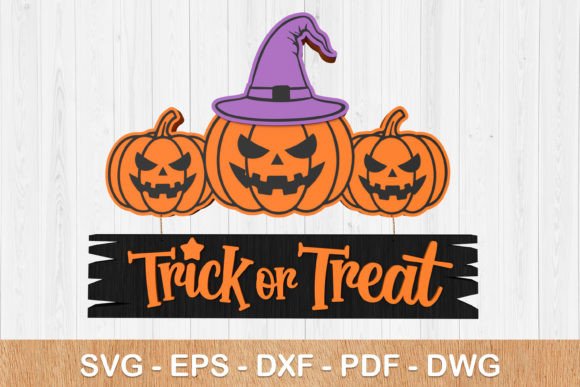 Spooky & Stylish: Halloween Trick or Treat Sign 3D Svg