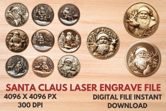 Stunning 3D Santa Claus Laser Engrave File for Festive Crafts