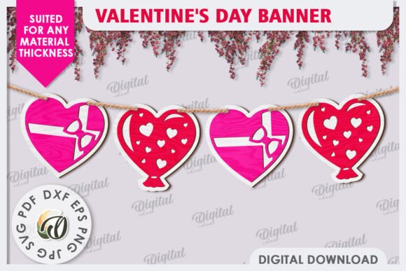 Stunning 3D Valentine's Day Banner Laser Cut Designs for Crafters