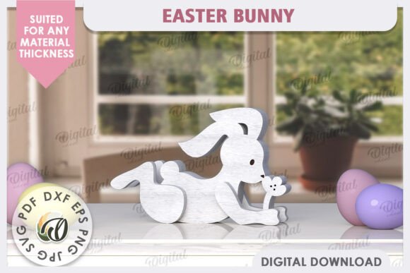 Wooden Easter Bunny Laser Cut: 3D Bunny Design