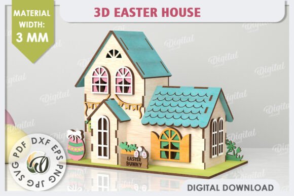 Wooden Easter House Laser Cut: 3D Easter Design Files